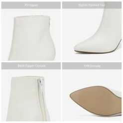 Low Heel Pointed Toe Ankle Booties WHITE PU -DREAM PAIRS Sales 6 17