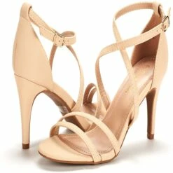 Ankle Strap Pump Heel Sandals NUDE NUBUCK -DREAM PAIRS Sales 6 2