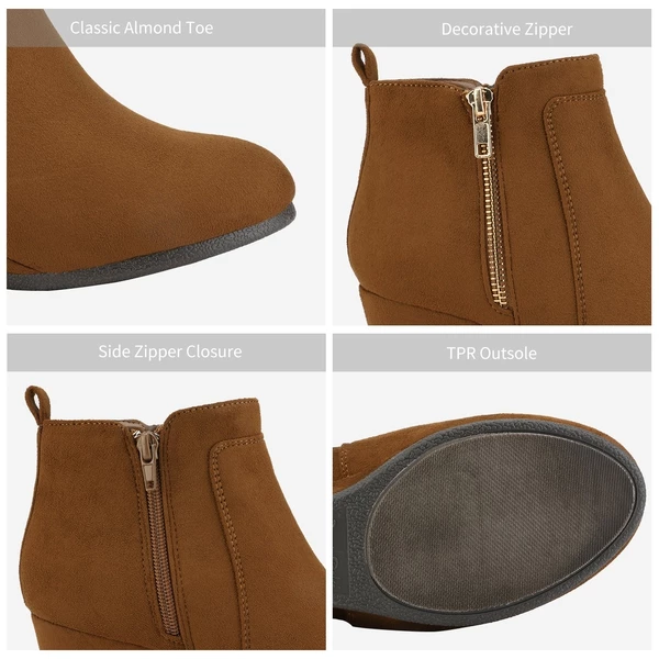 Pointed Toe Suede Wedge Bootie TAN SUEDE 4 Pointed Toe Suede Wedge Bootie TAN SUEDE - Image 2