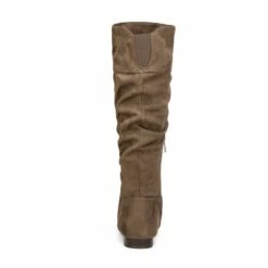 Winter Wide Calf Pull On Knee High Boots TAUPE