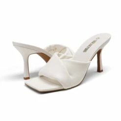 Women's Open Toe Stiletto Heel Mules WHITE -DREAM PAIRS Sales 6 4