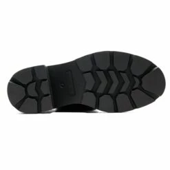 Elastic Chunky Heel Lug Sole Booties BLACK PU