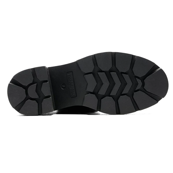 Elastic Chunky Heel Lug Sole Booties BLACK PU 3 Elastic Chunky Heel Lug Sole Booties BLACK PU