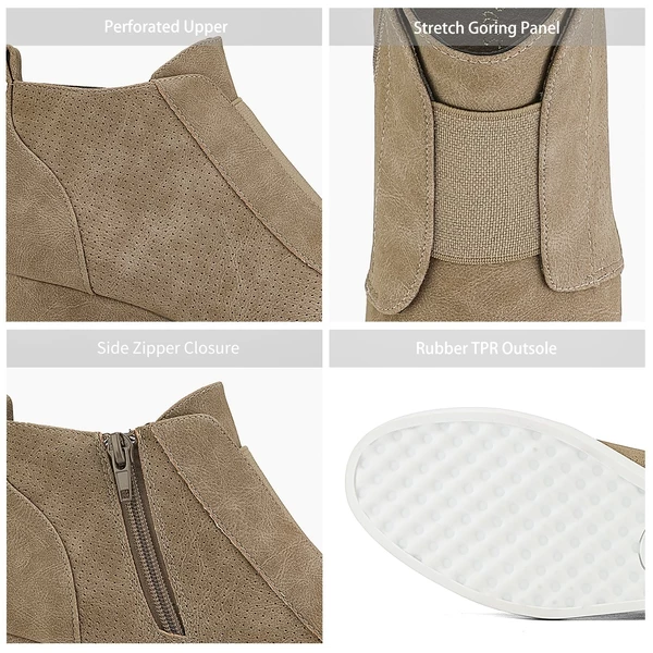 Platform Wedge Ankle Booties TAUPE 5 Platform Wedge Ankle Booties TAUPE - Image 3